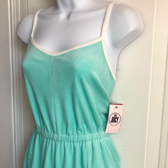 Juicy Couture Y2K Women’s S Aqua Splash Mint Green Soft Terry Romper Shorts NWT - Picture 7 of 16